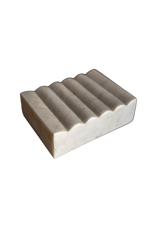 White Scalloped Marble Soap Dish