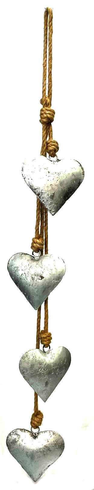 String of Iron Hearts - Rustic Silver 32"