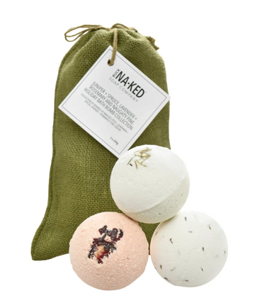 Juniper + Spruce, Lavender + Rosemary and Naughty Pine Holiday Bath Bomb Collection