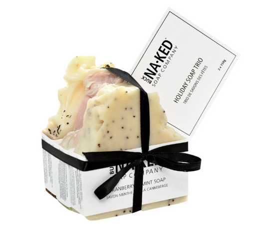 Bar Soap Trio: Vanilla Chai, Cranberry + Mint and Juniper + Spruce
