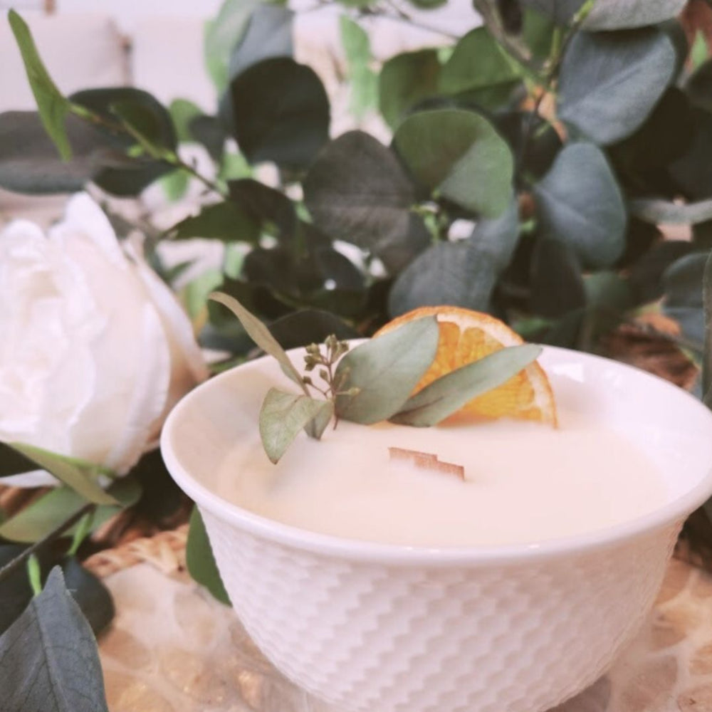 Green Paisley White Collection Candles