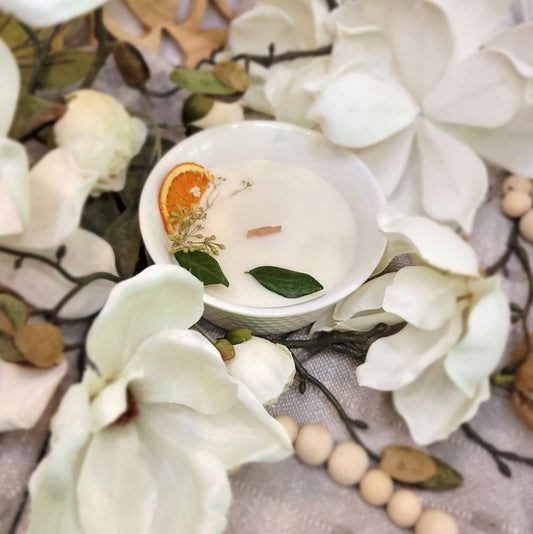 Green Paisley White Collection Candles